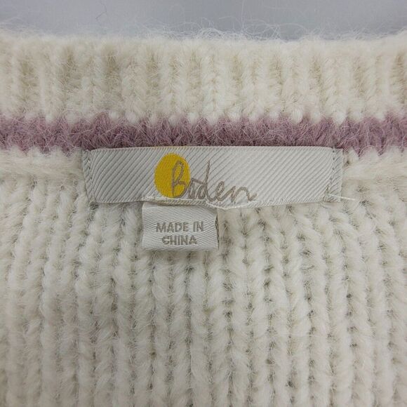 BODEN Alpaca Vintage Preppy Cable Knit Claire Cardigan Sweater Ivory White 12 14 - Picture 2 of 6